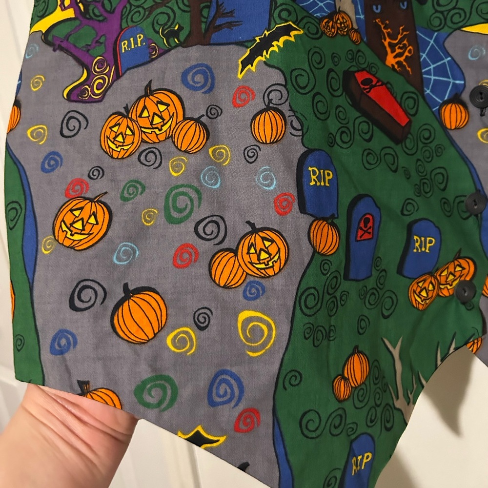 Vintage Basic Editions Plus 90’s Halloween Vest Pumpkin Novelty Button Front 2X - Picture 4 of 7